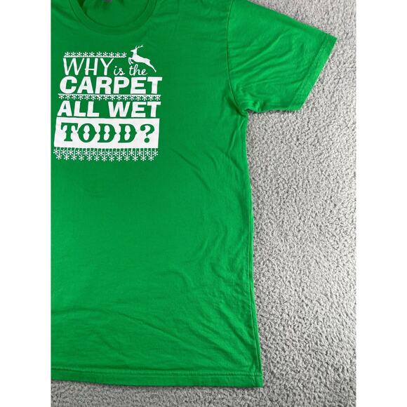 National Lampoons Christmas Vacation Shirt Mens Large Green Why Is Carpet Wet - Picture 5 of 11
